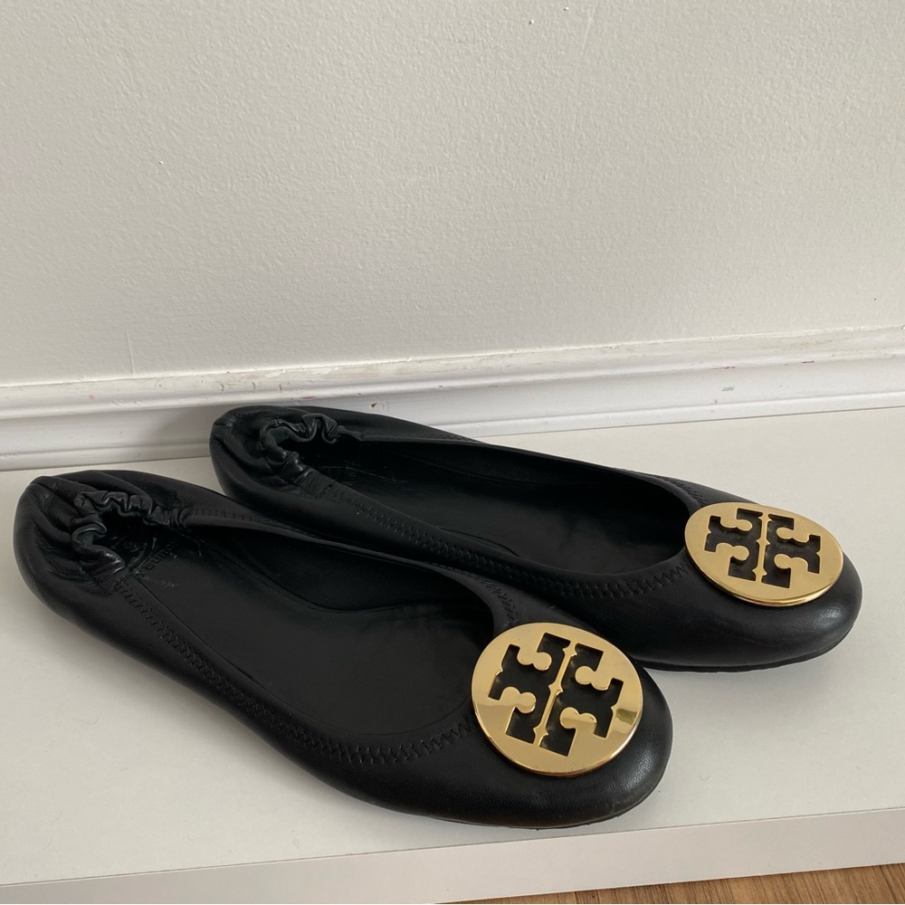 Tory Burch Black & Gold Ballet Flats